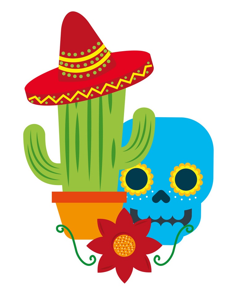 mexican skull cactus hat and flower