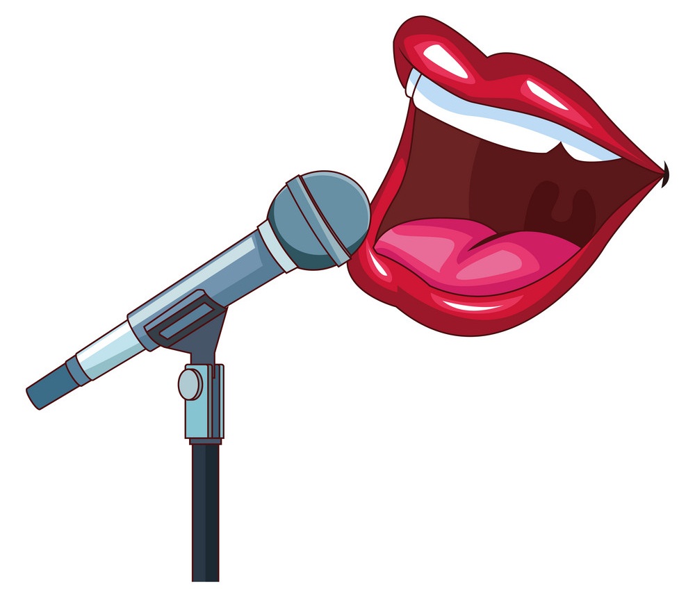 mouth with microphone