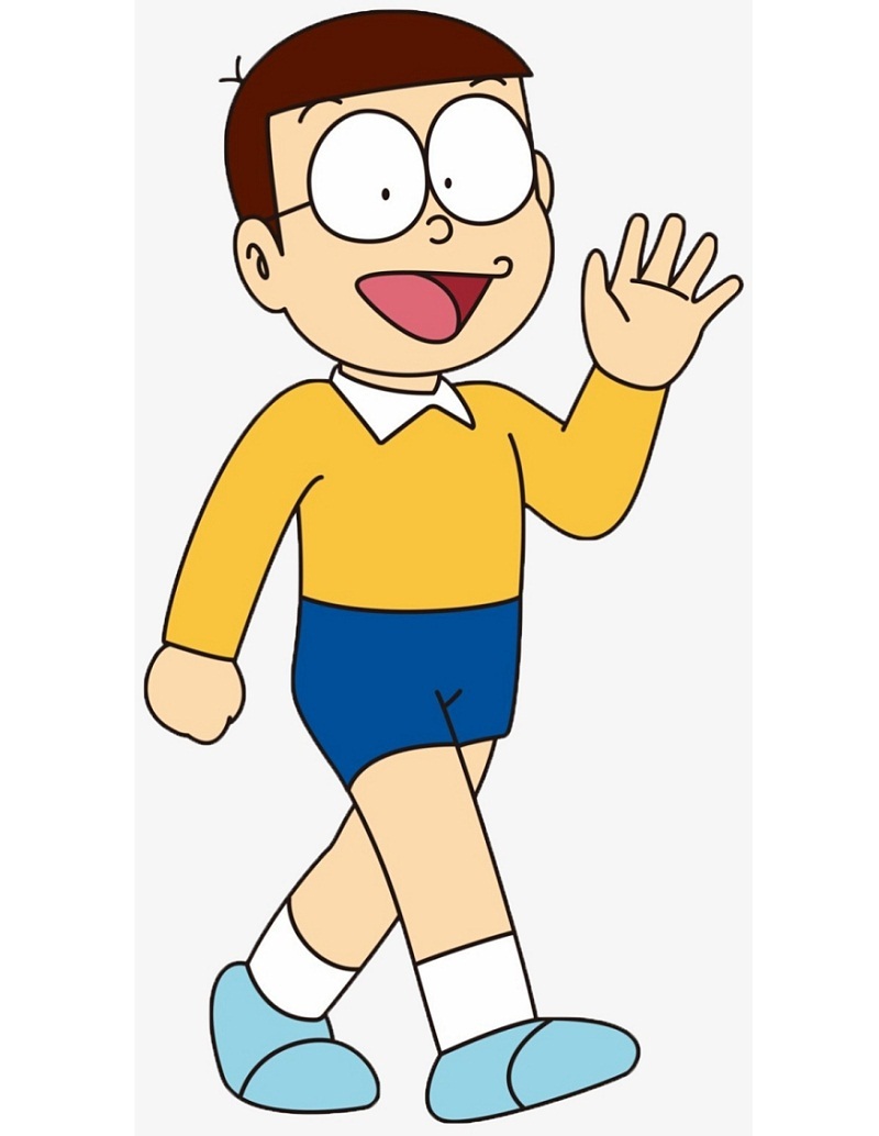 nobita waving hand