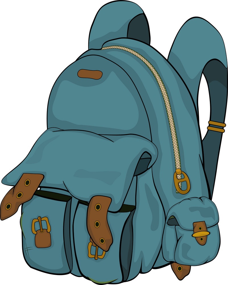 old blue backpack
