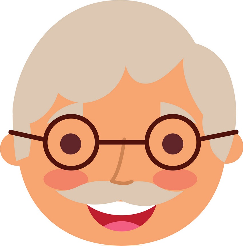 old man face with glasses