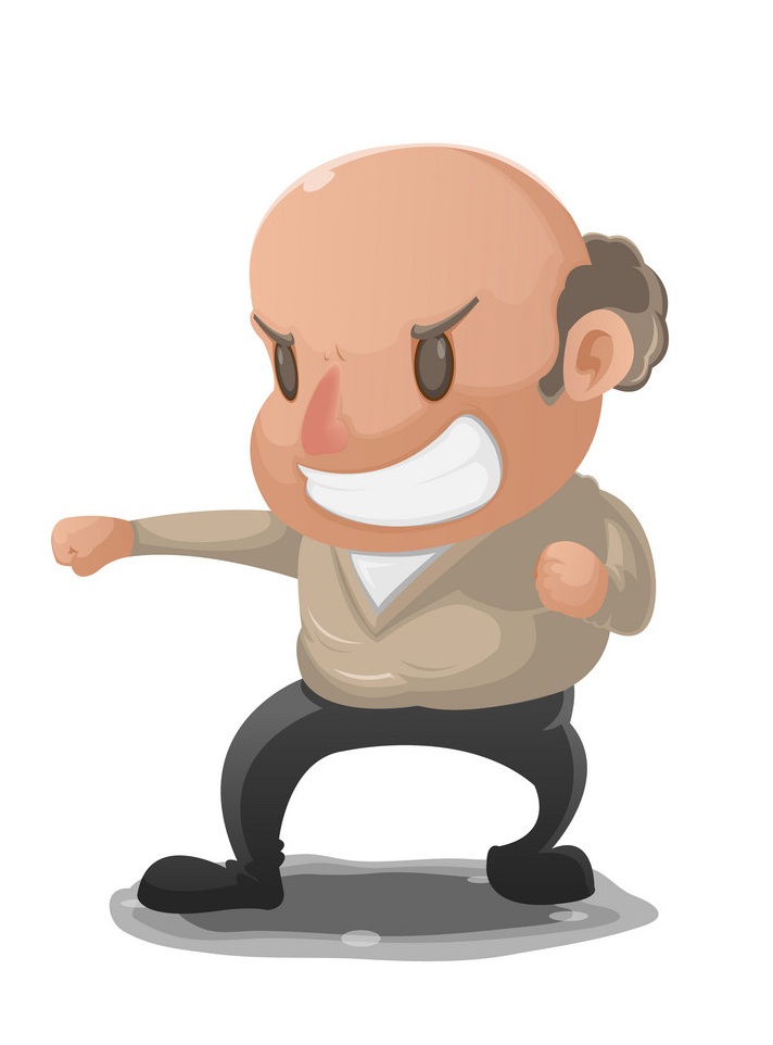 old man in fighting pose