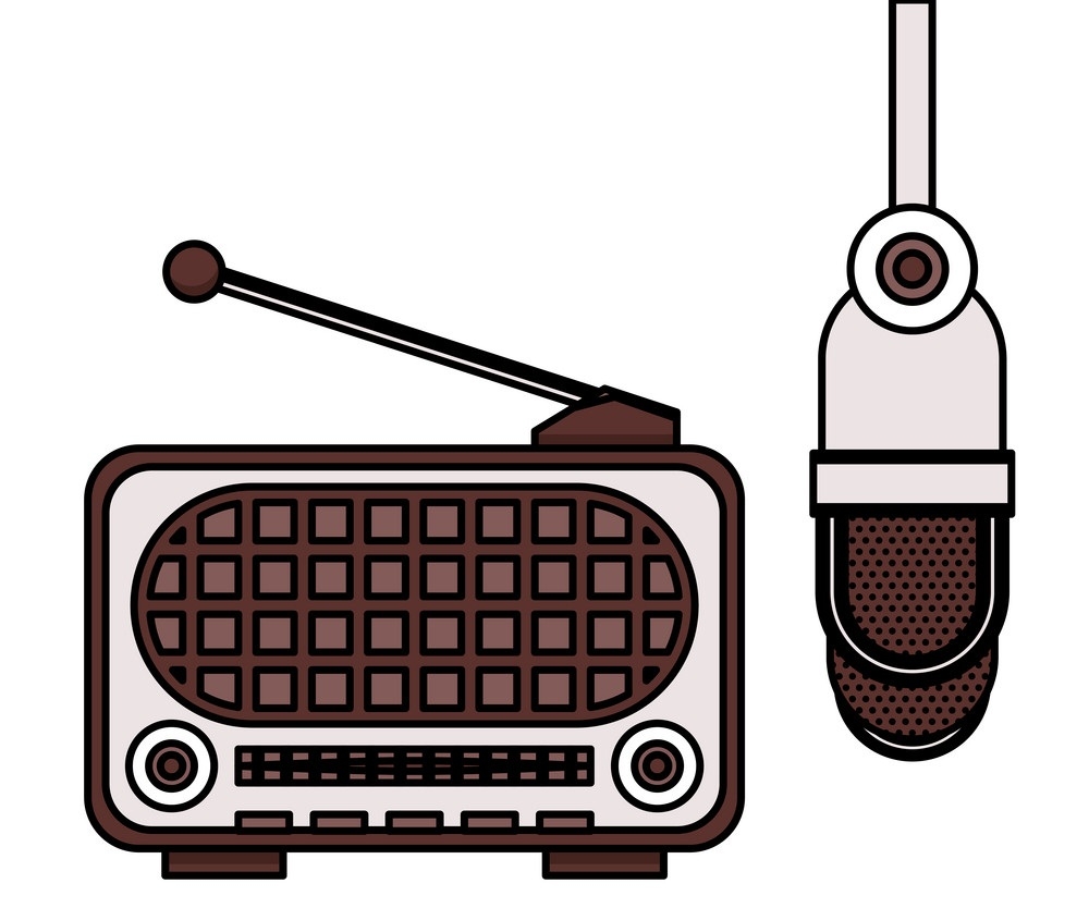 old radio and microphone devices