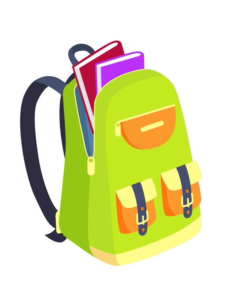 open backpack with books