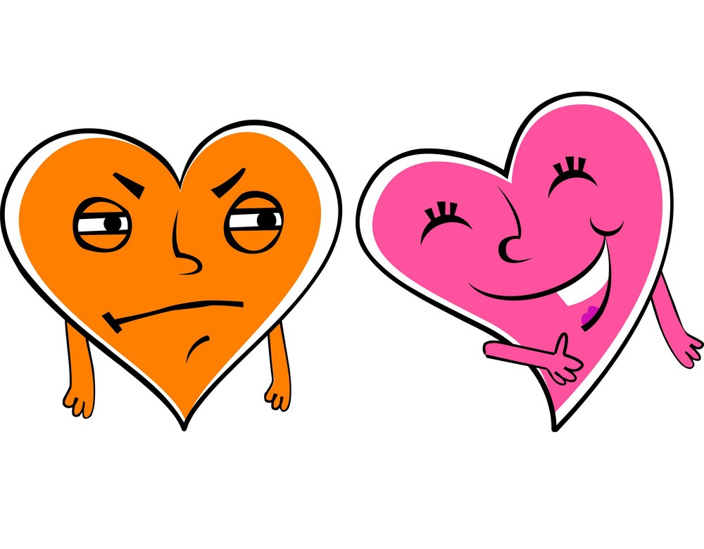 orange and pink hearts