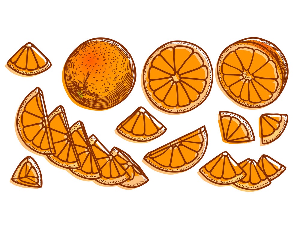 oranges with orange slices and pieces