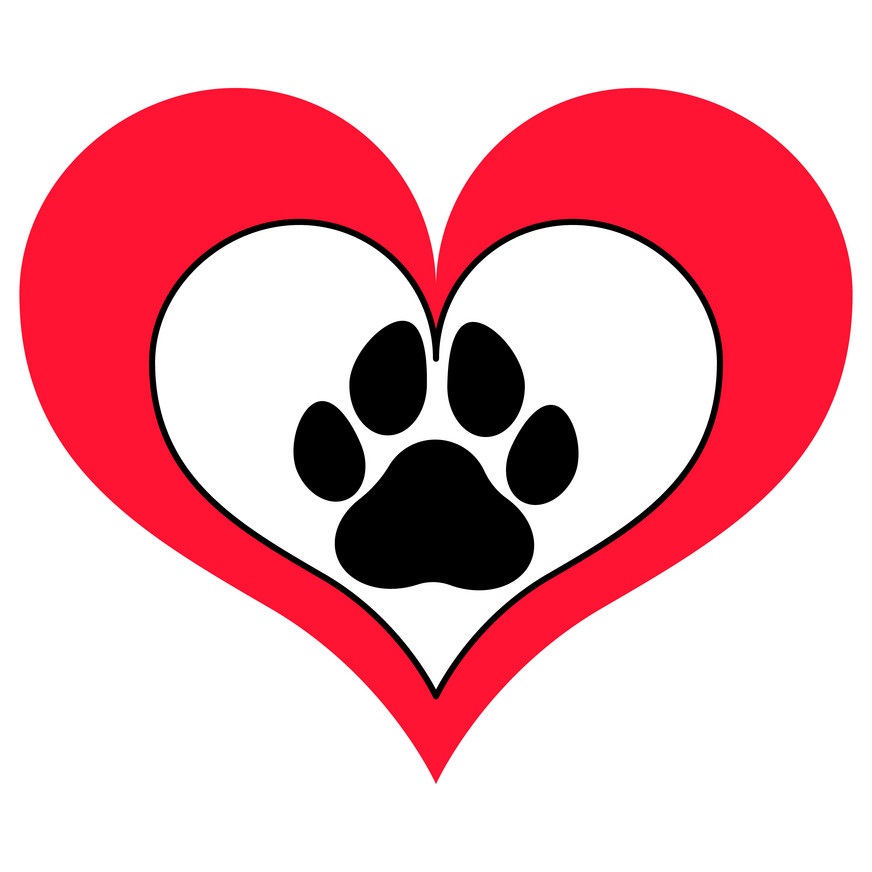 paw print in heart