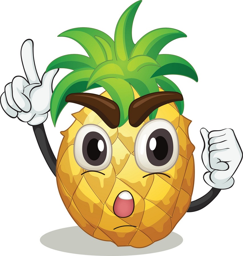 pineapple with hands and face