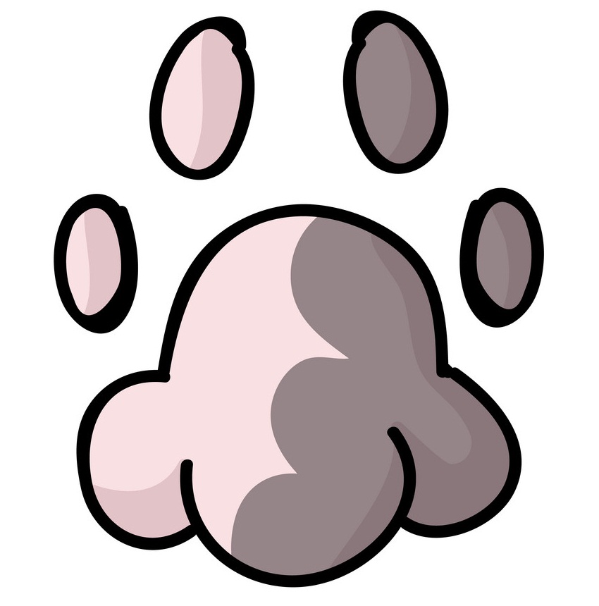 pink and grey paw print