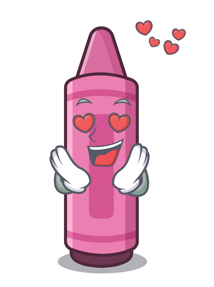 pink crayon in love