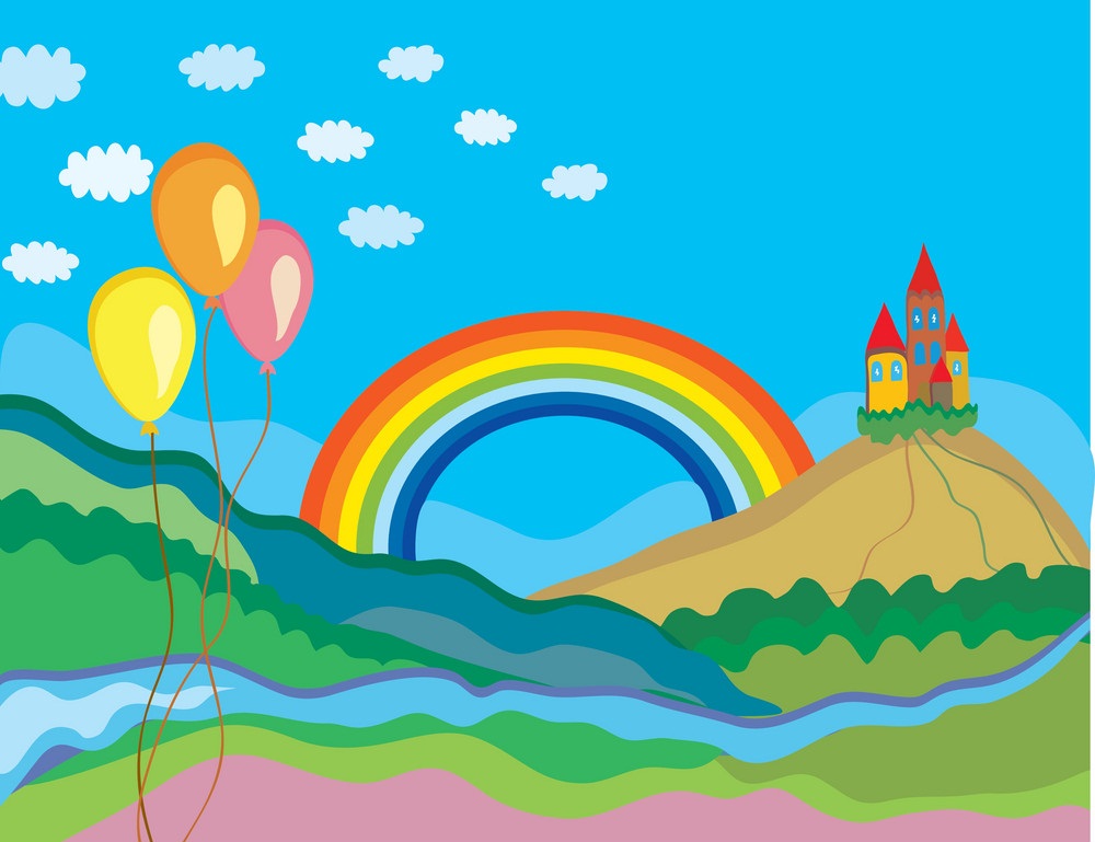 rainbow and castle