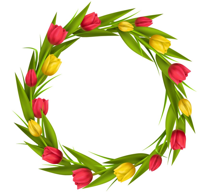 red and yellow tulips wreath