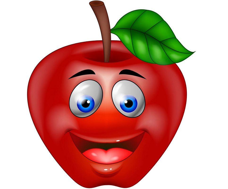 red apple smiling