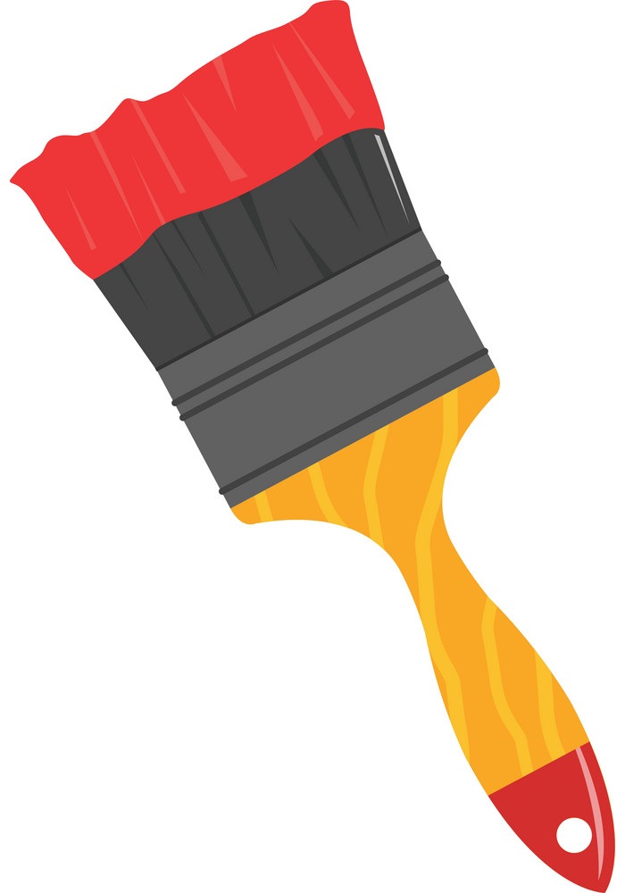 red color thick paint brush