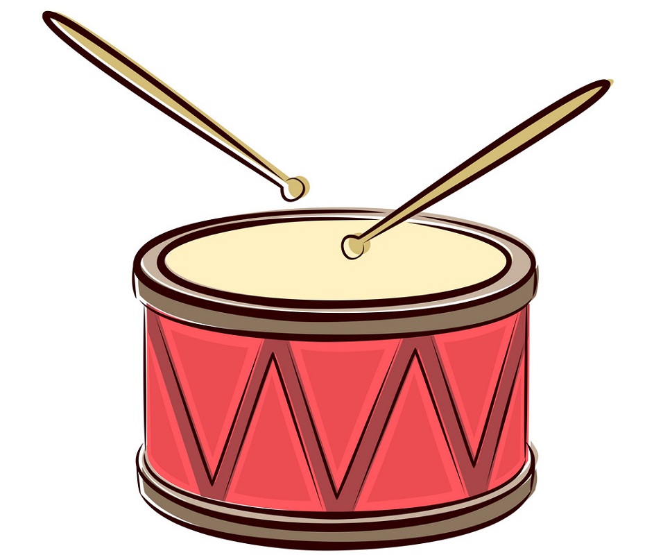 red drum with drum sticks