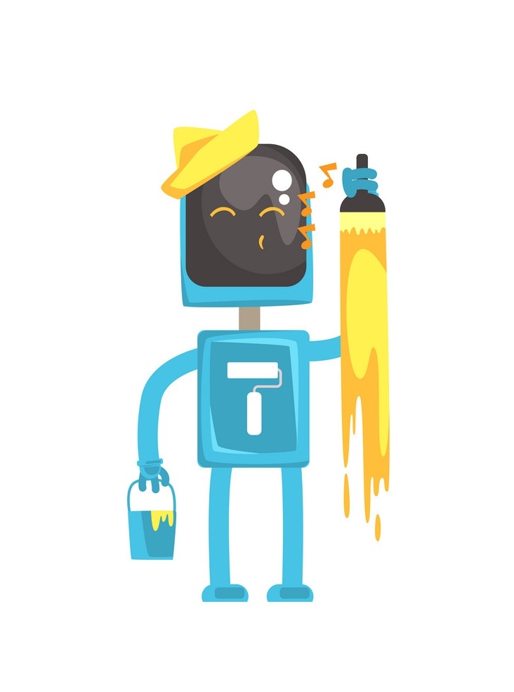robot with paint can and paint brush