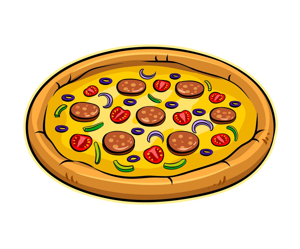 Round pizza pop art vector illustration