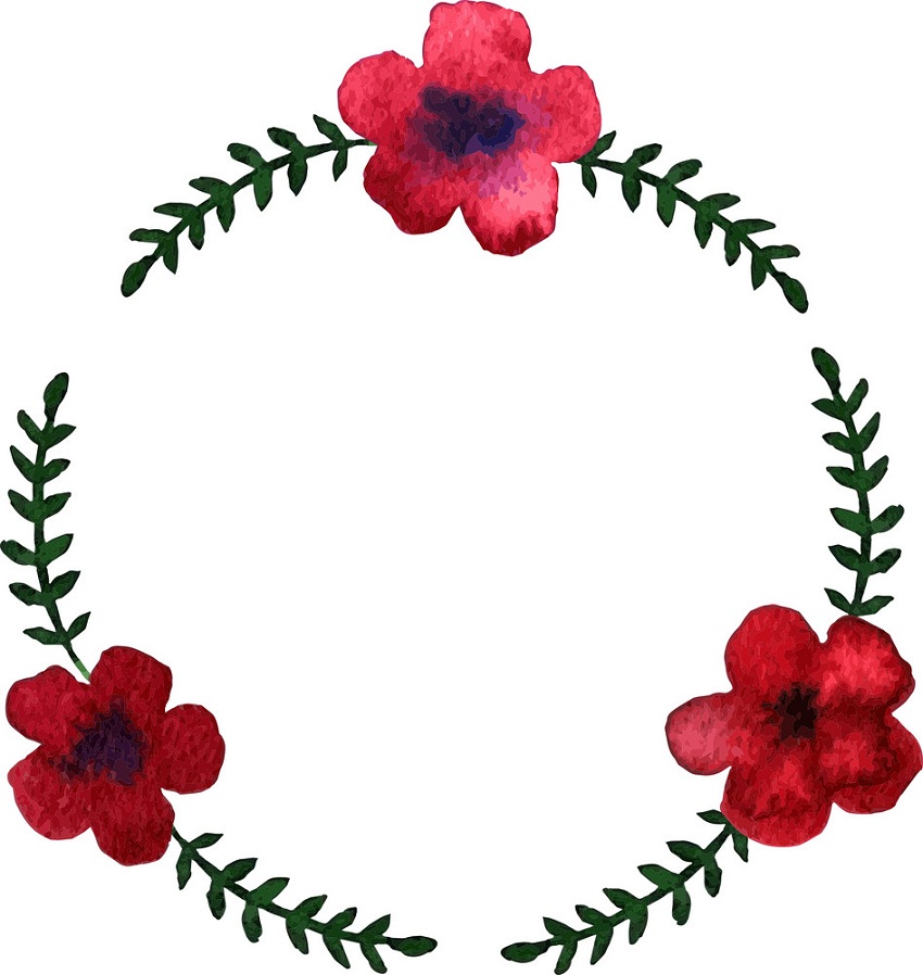 round wreath with red flowers