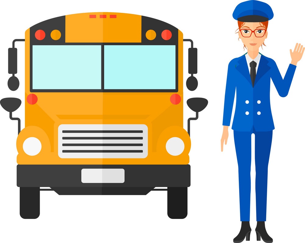 school bus and lady driver