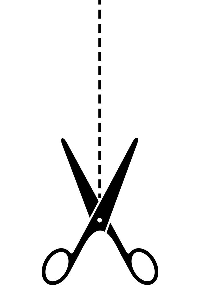 scissors cut in a line