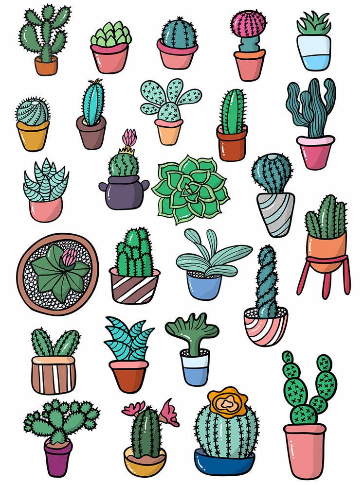 Vector of set cute cactus illustration