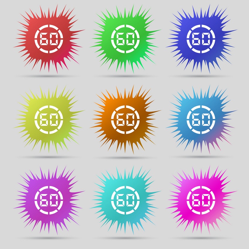 set of 60 seconds timer icons 1