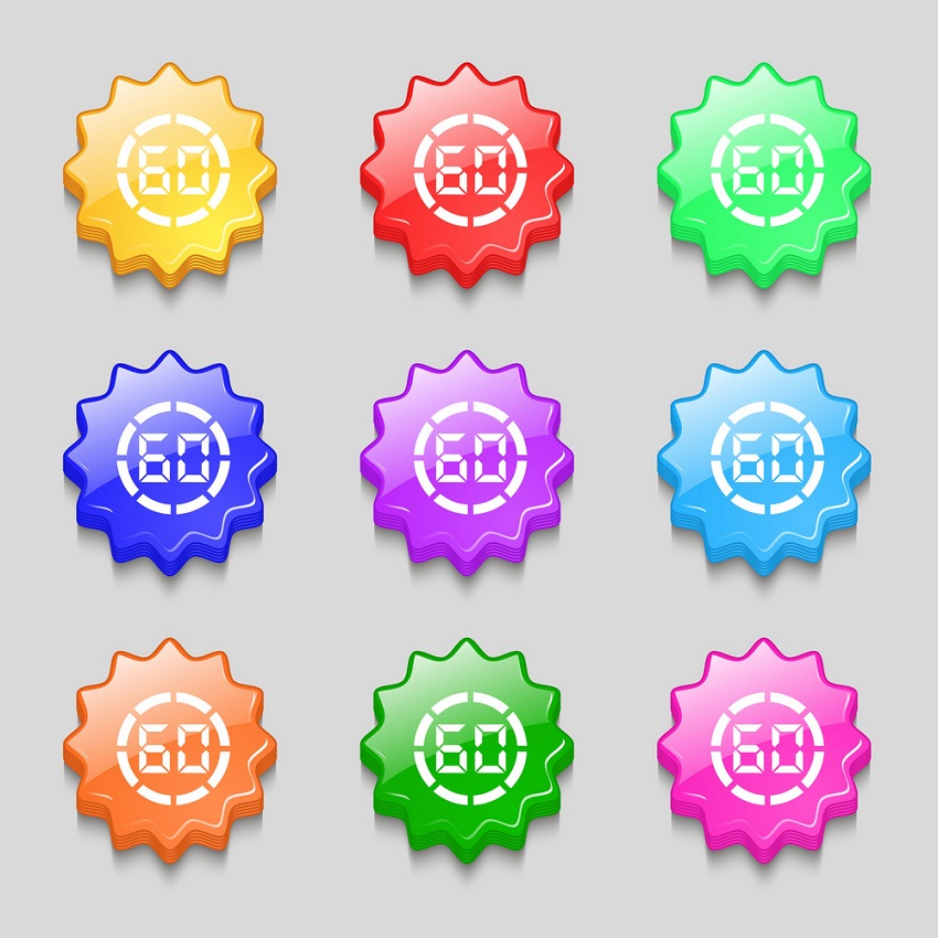 set of 60 seconds timer icons