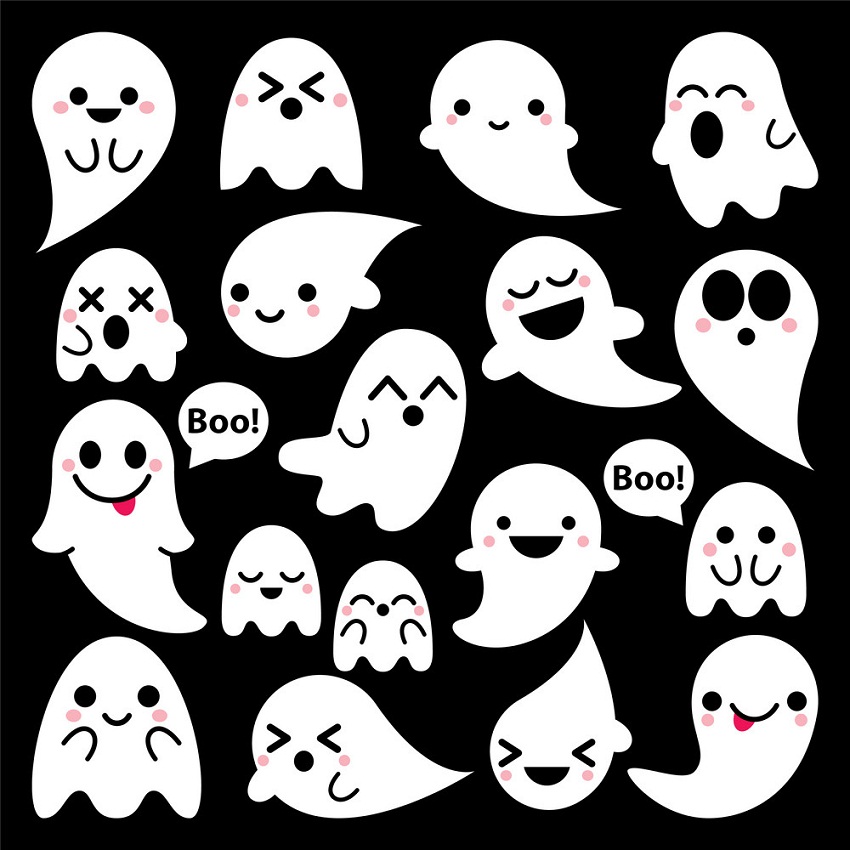 set of cute ghosts icons