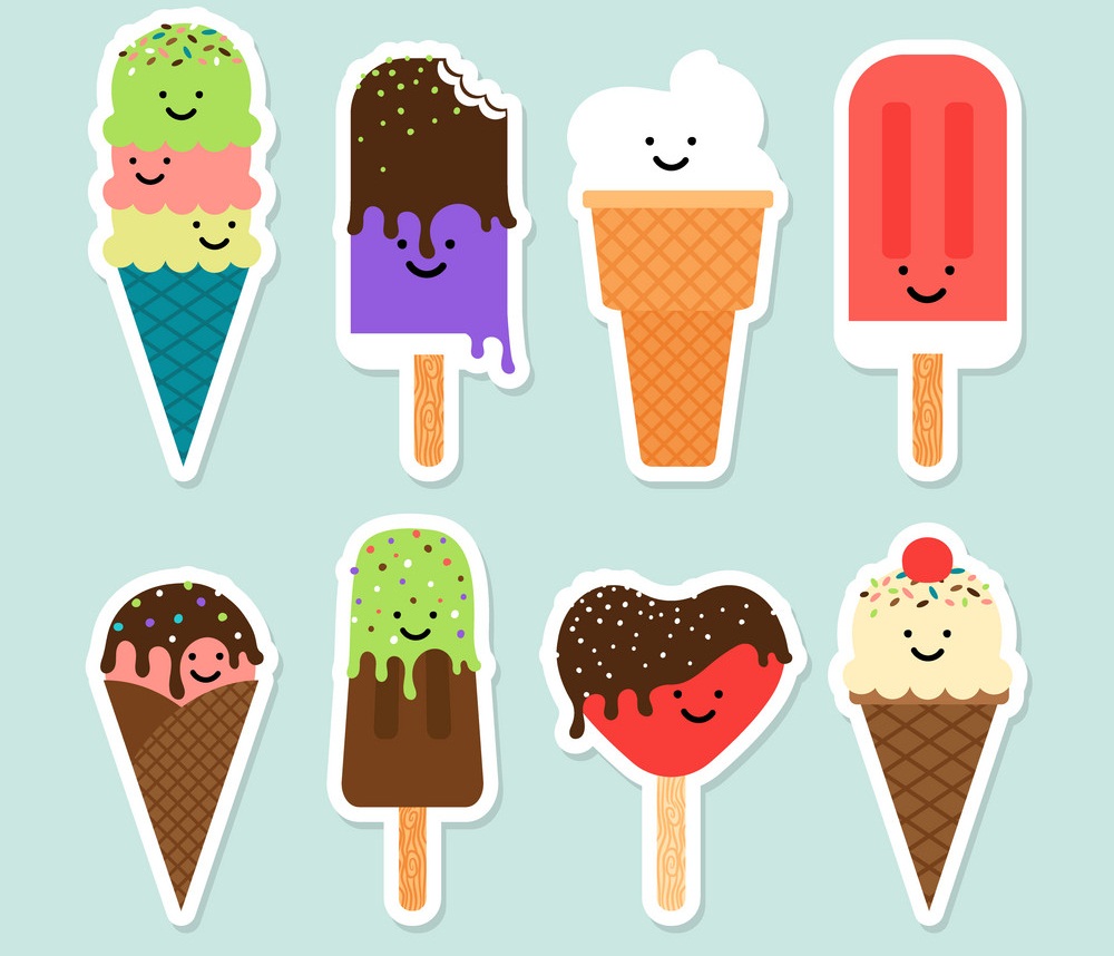 set of cute ice cream