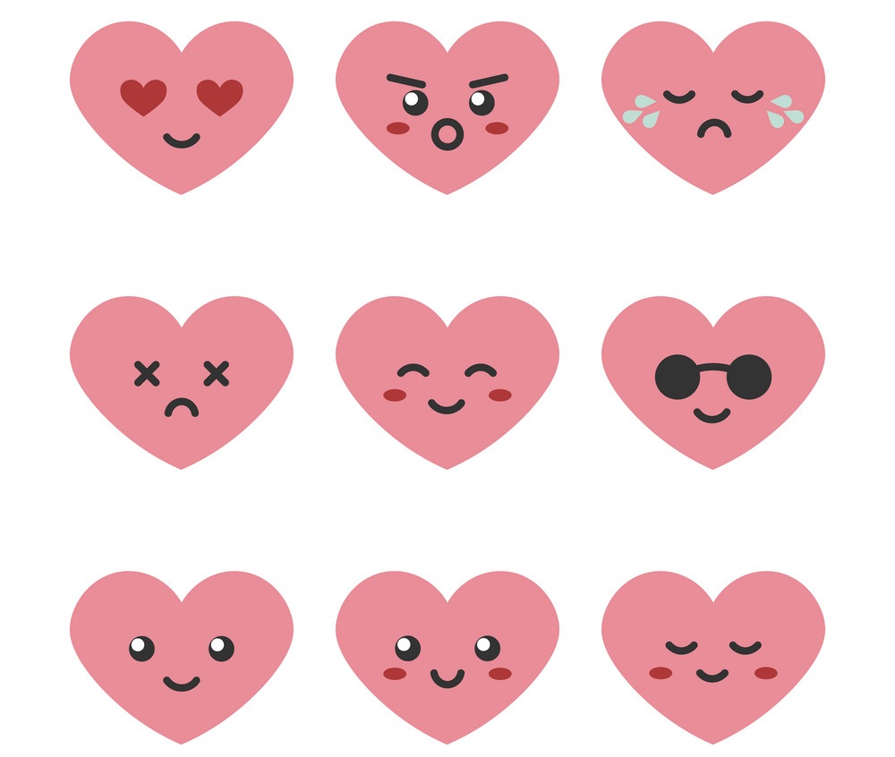 set of emoji hearts