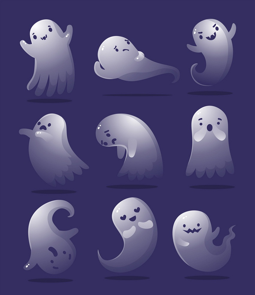 set of funny ghost