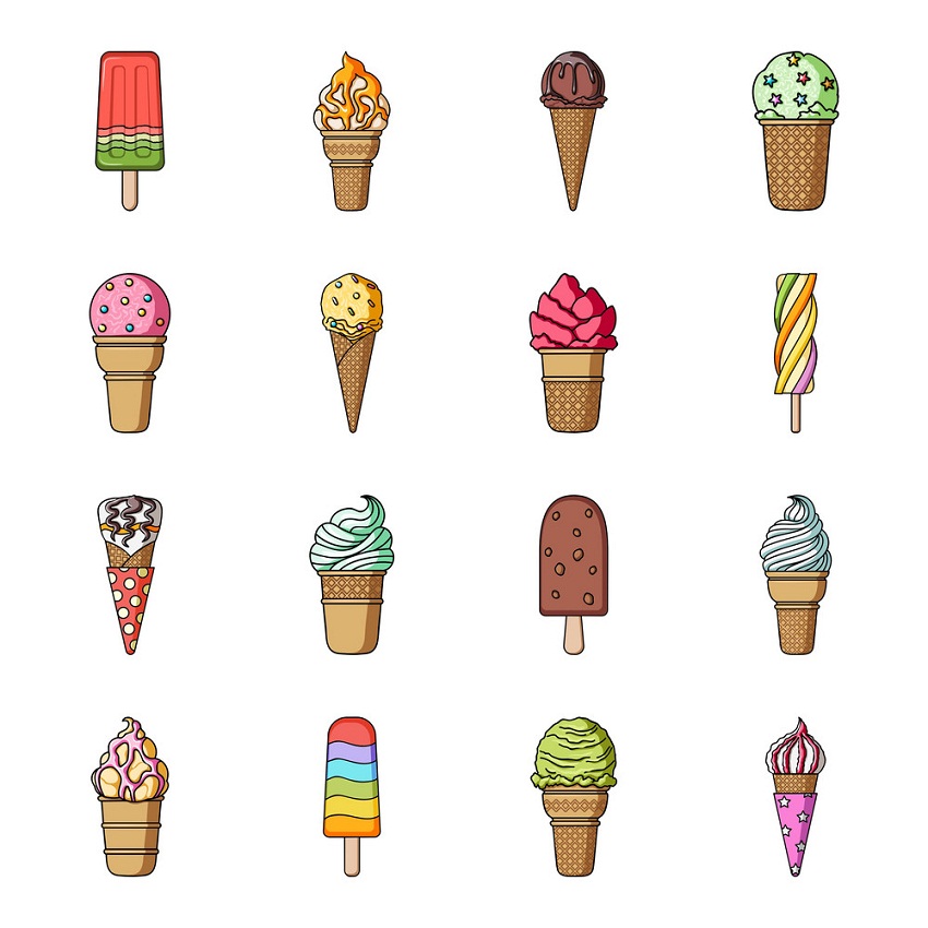 set of ice cream icons