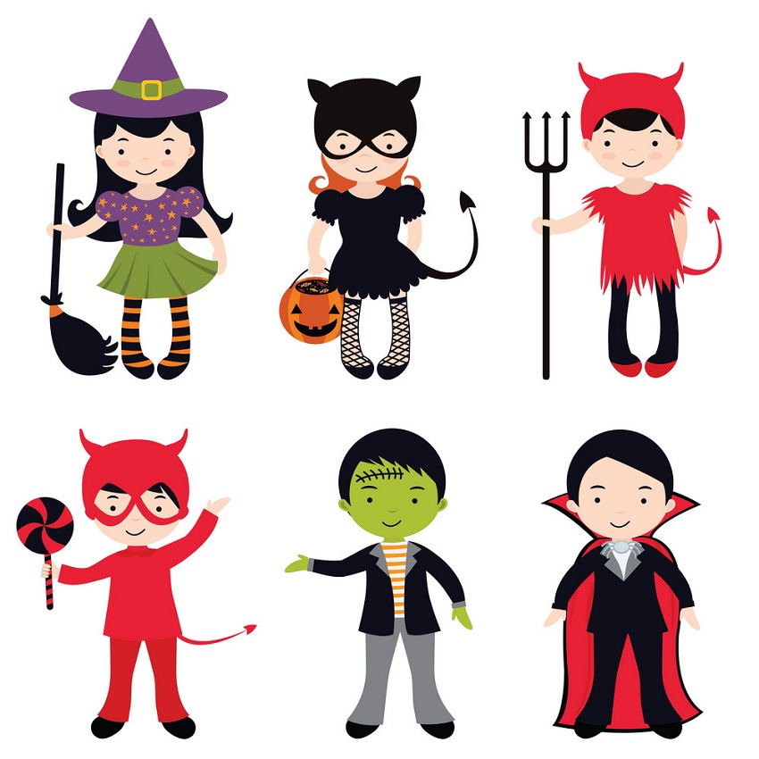 set of kids with halloween costume