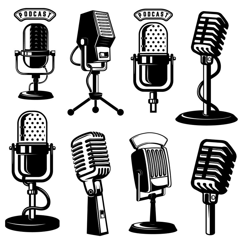 set of retro style microphone icons