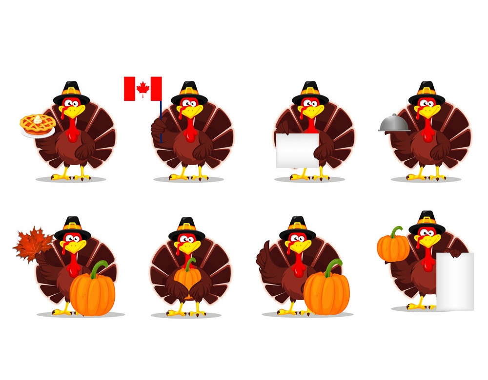 set of thanksgiving day turkeys