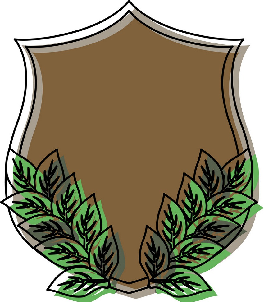 shield with leaves