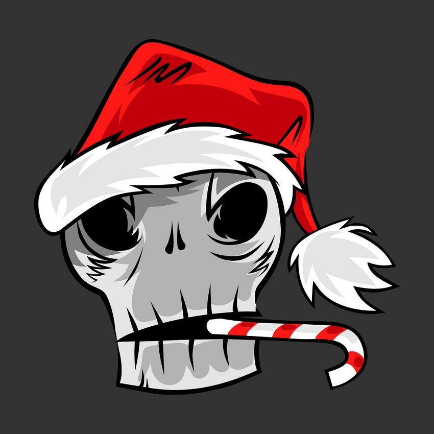 skull in santa hat