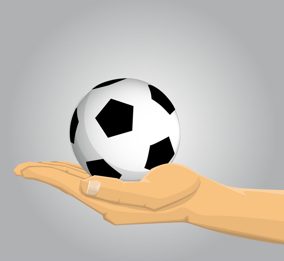 small soccer ball on hand