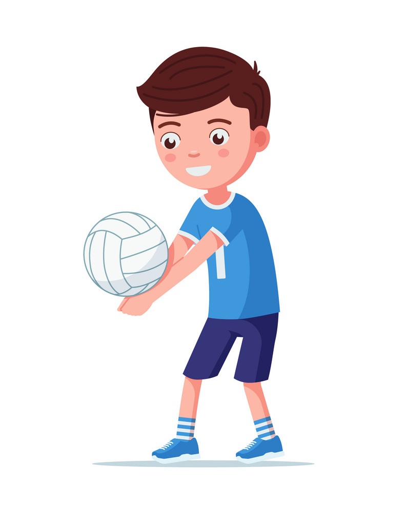 smiling boy playing volleyball