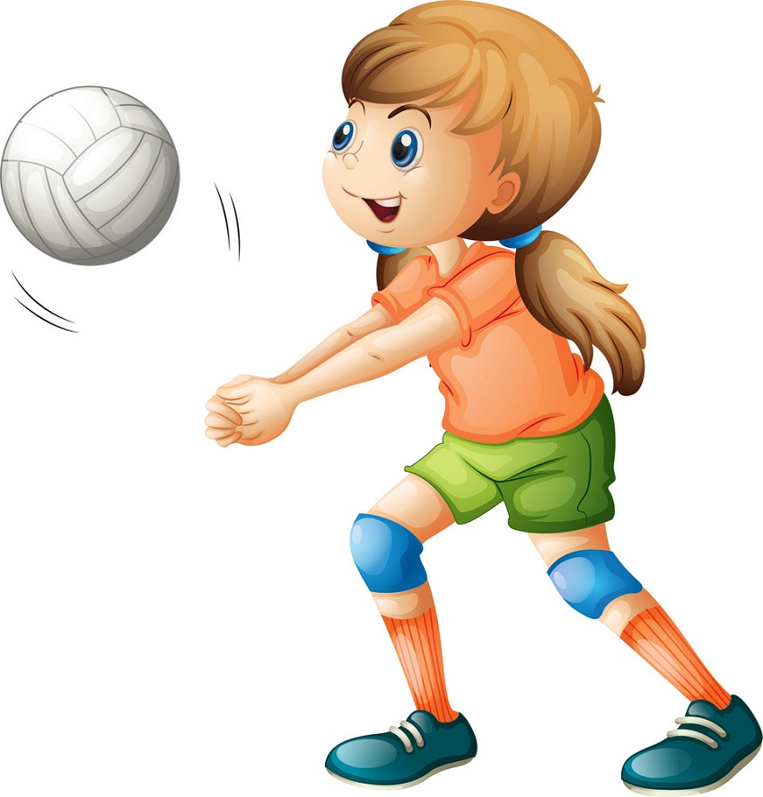 smiling girl playing volleyball