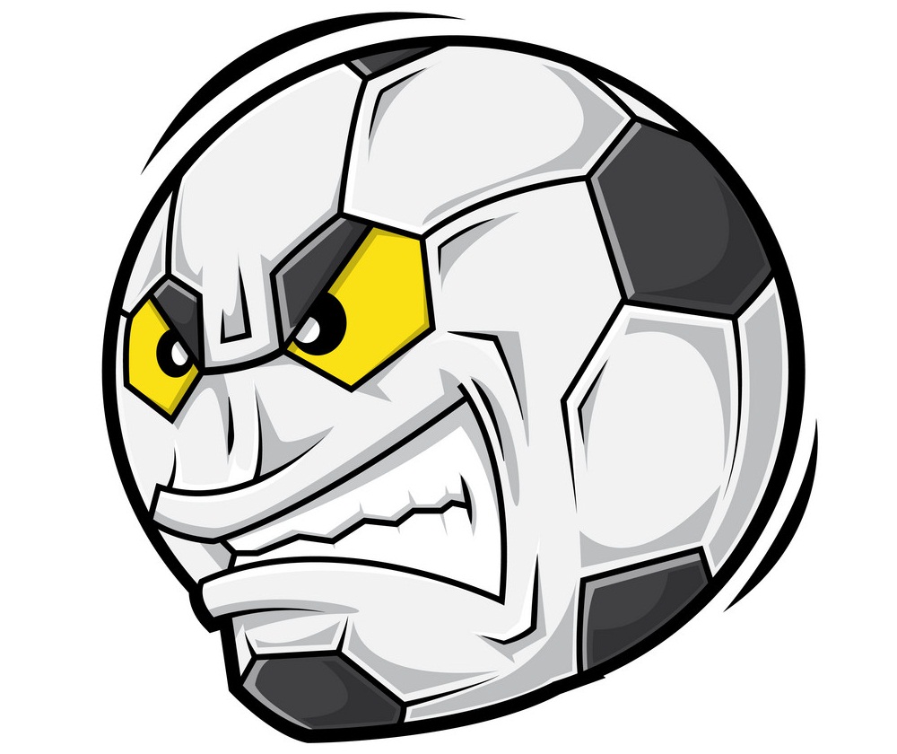 soccer ball with angry face