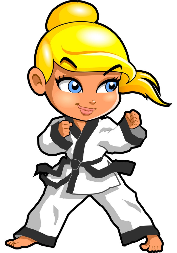 Karate martial arts tae kwon do dojo vector clipart cartoon Girl