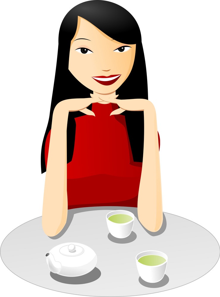 tea with asian girl