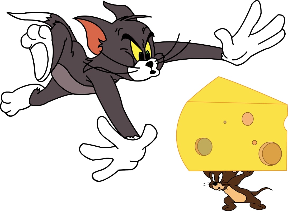 tom chasing jerry with big cheese