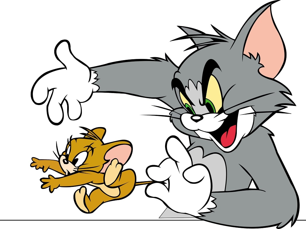tom holding jerry tail