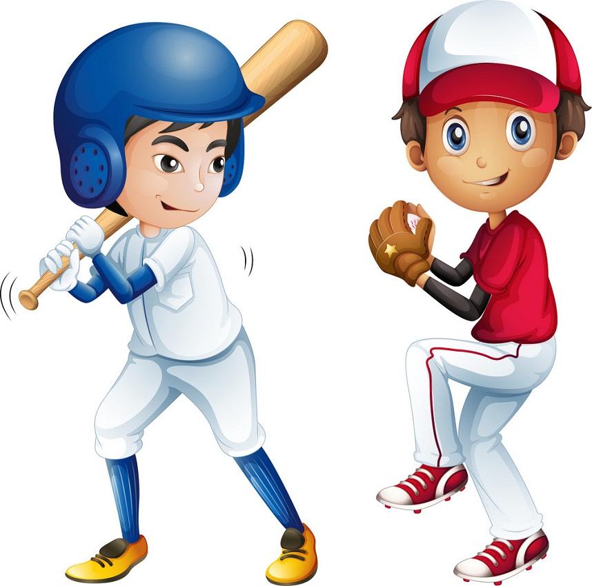 two boys playing baseball