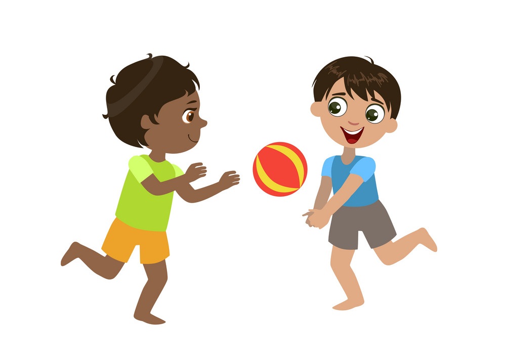 two boys playing volleyball
