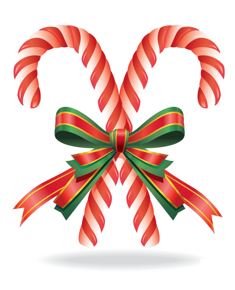 two candy canes with ribbon