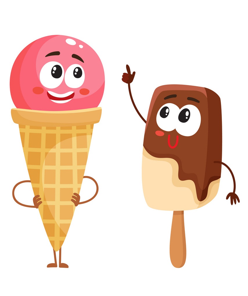 two cartoon ice cream