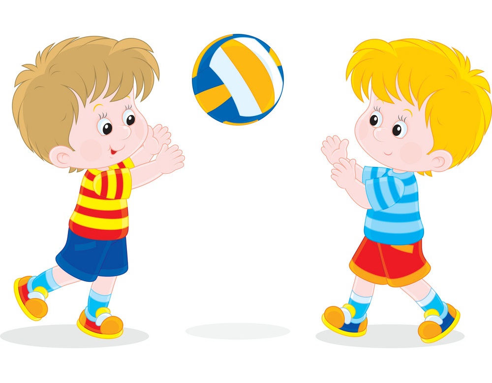 two little boys playing volleyball